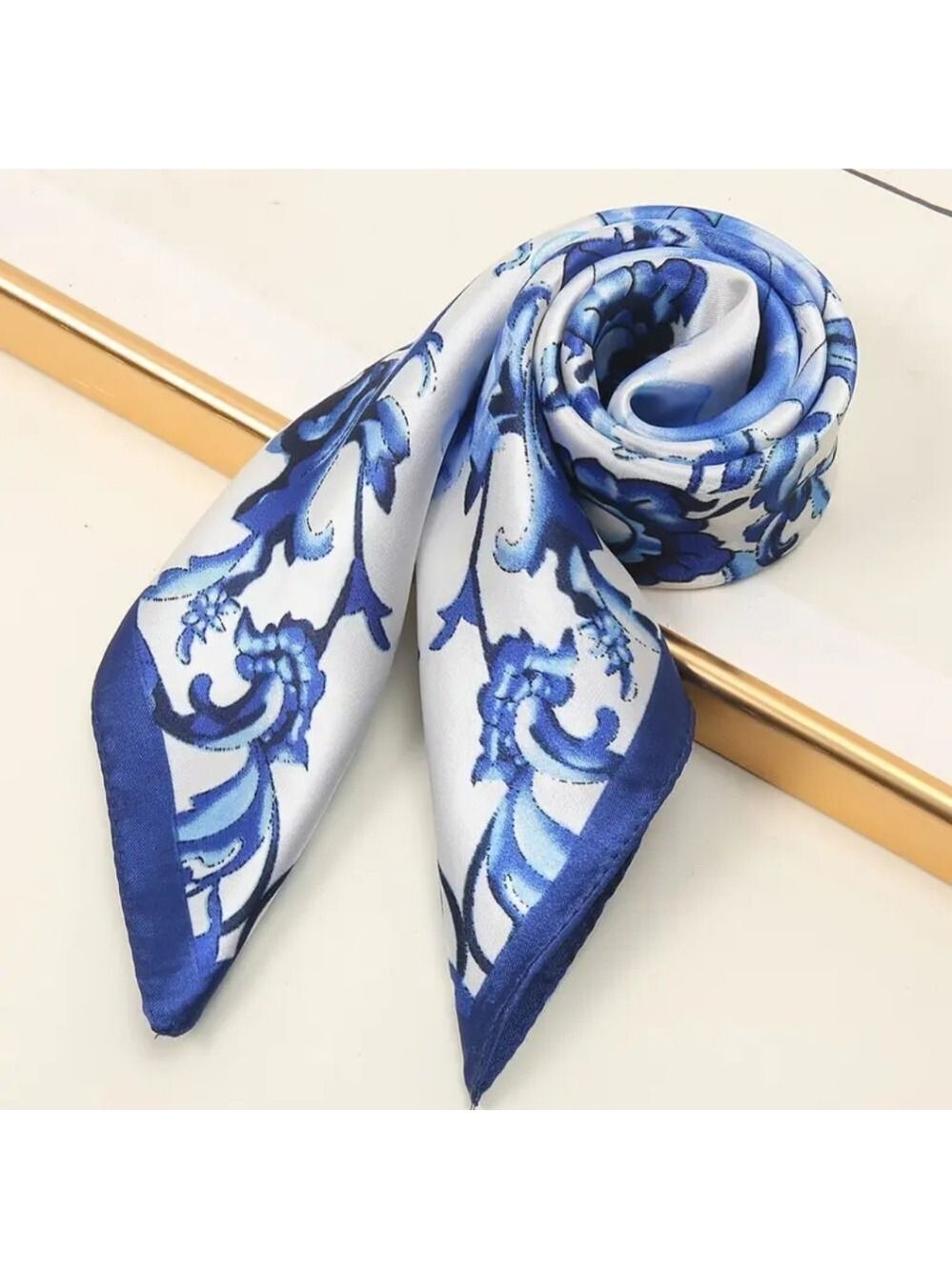 Blue FLORAL WOMANS SCARF POLYESTER - Picture 5 of 5
